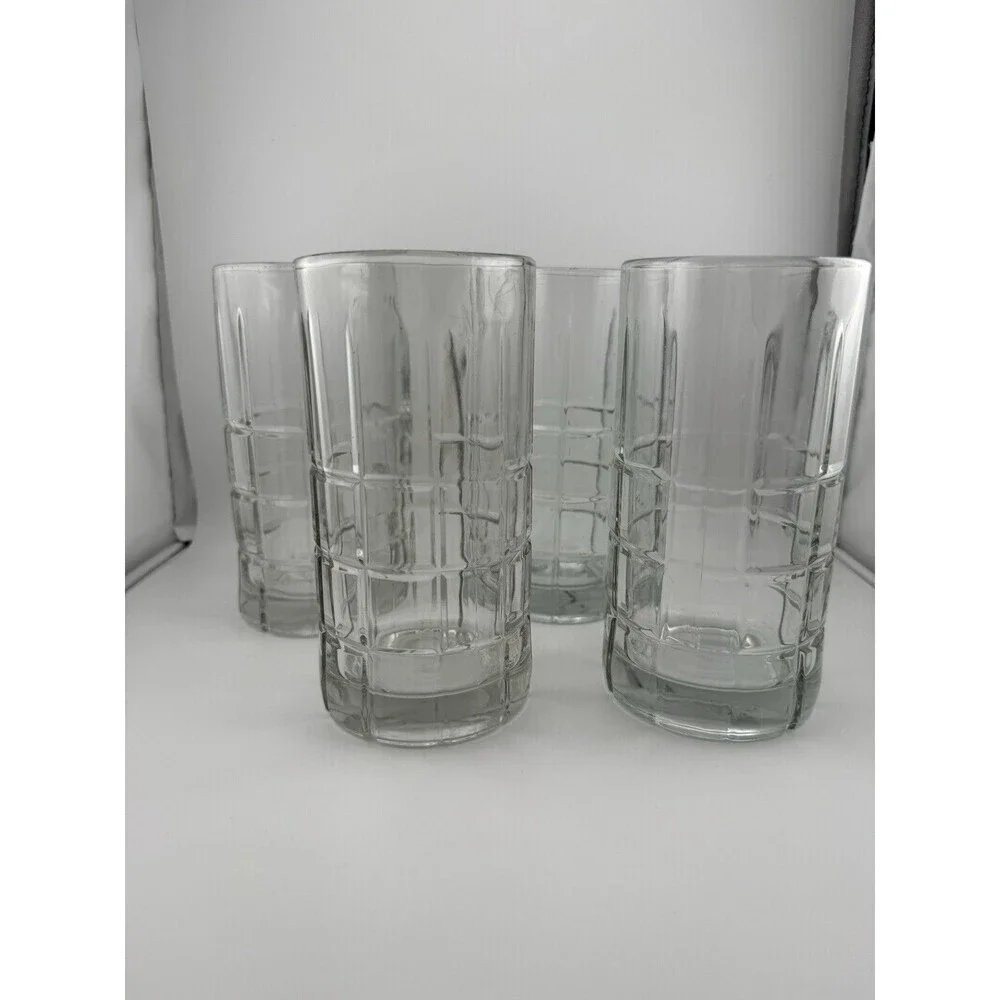 Set of 4 Anchor Hocking Tartan Manchester Clear Iced Tea Glasses USA 16oz